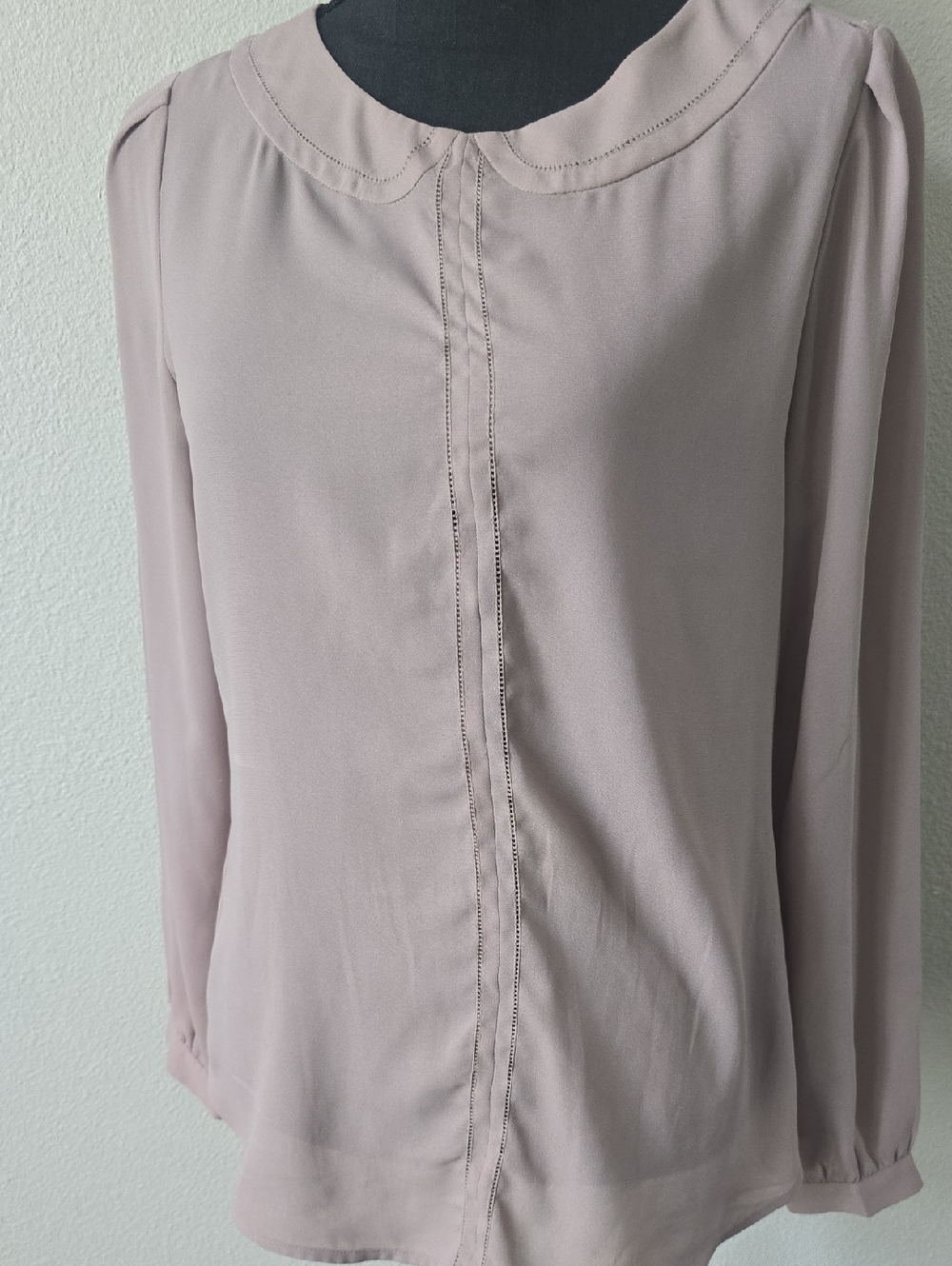 LOFT Dusty Mauve Long Sleeve Blouse with Peter Pan Collar